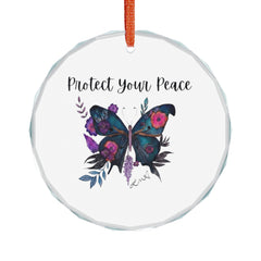 Crystal Ornament — "Protect Your Peace" Butterfly Keepsake