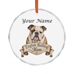 Personalized English Bulldog Mom Crystal Ornament