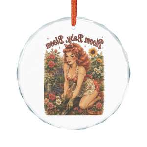 Crystal Ornament - Vintage Pinup "Bloom Baby Bloom" Floral Keepsake