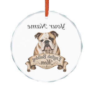 Personalized English Bulldog Mom Crystal Ornament