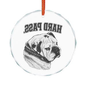 Crystal Ornament — "Hard Pass" Bulldog Glass Holiday Decoration
