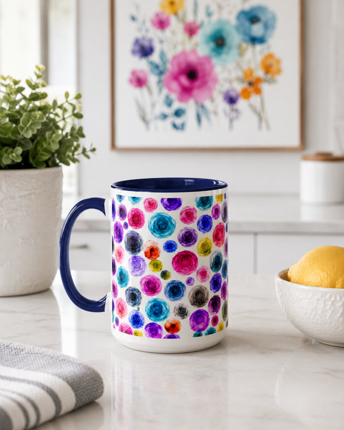'Alcohol Ink Roses' Collection Multicolor Mug by Layla Moody
