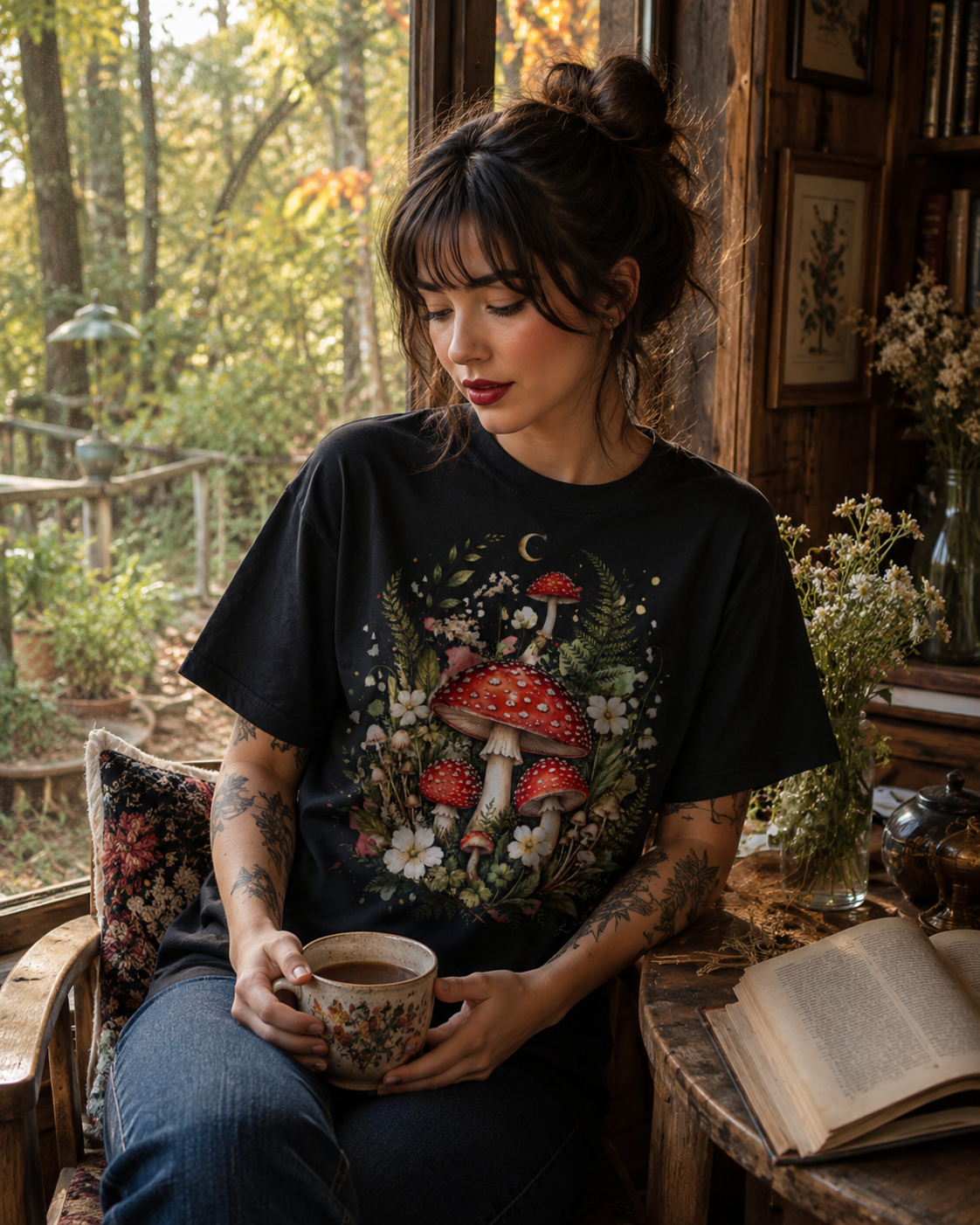'Watercolor Toadstools' Tee by Layla Moody