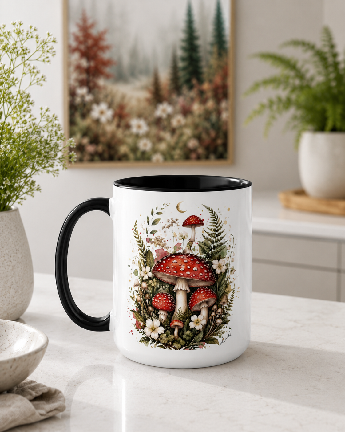 Watercolor Toad Stools Mug by Layla Moody