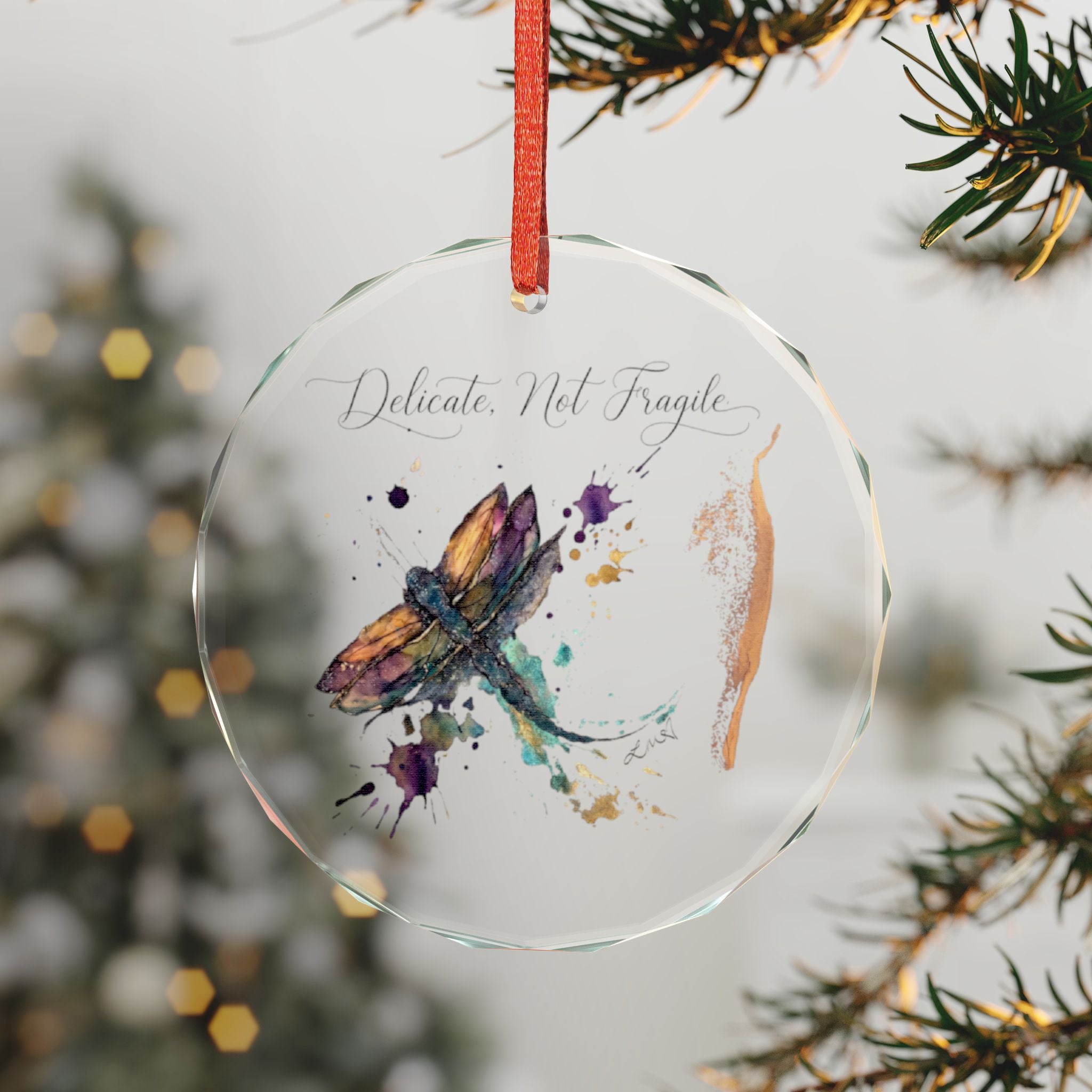 Crystal Dragonfly Ornament - "Delicate, Not Fragile" Glass Keepsake