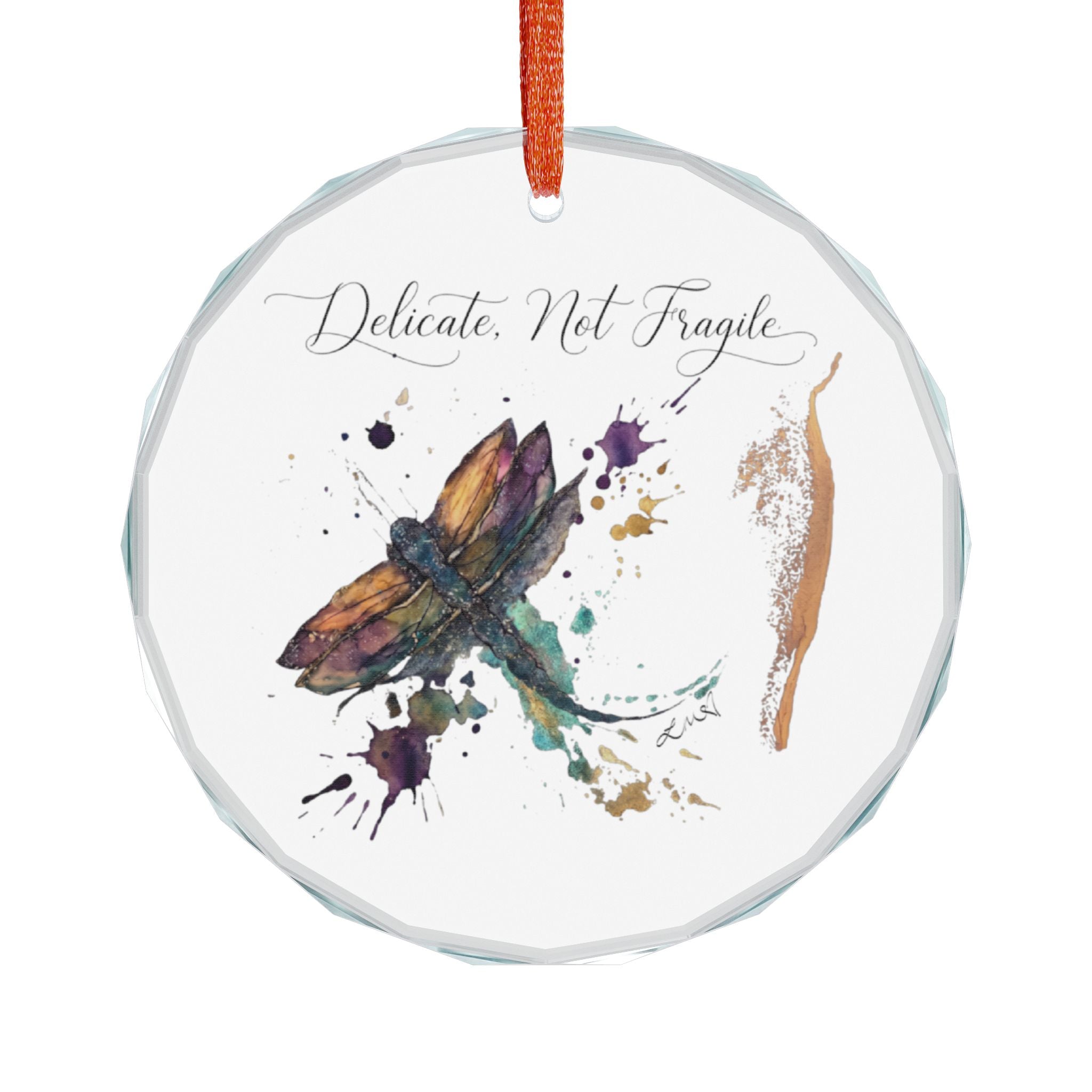 Crystal Dragonfly Ornament - "Delicate, Not Fragile" Glass Keepsake