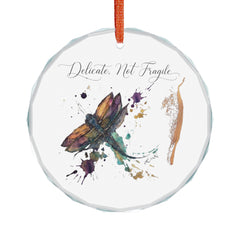 Crystal Dragonfly Ornament - "Delicate, Not Fragile" Glass Keepsake