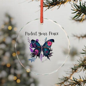 Crystal Ornament — "Protect Your Peace" Butterfly Keepsake