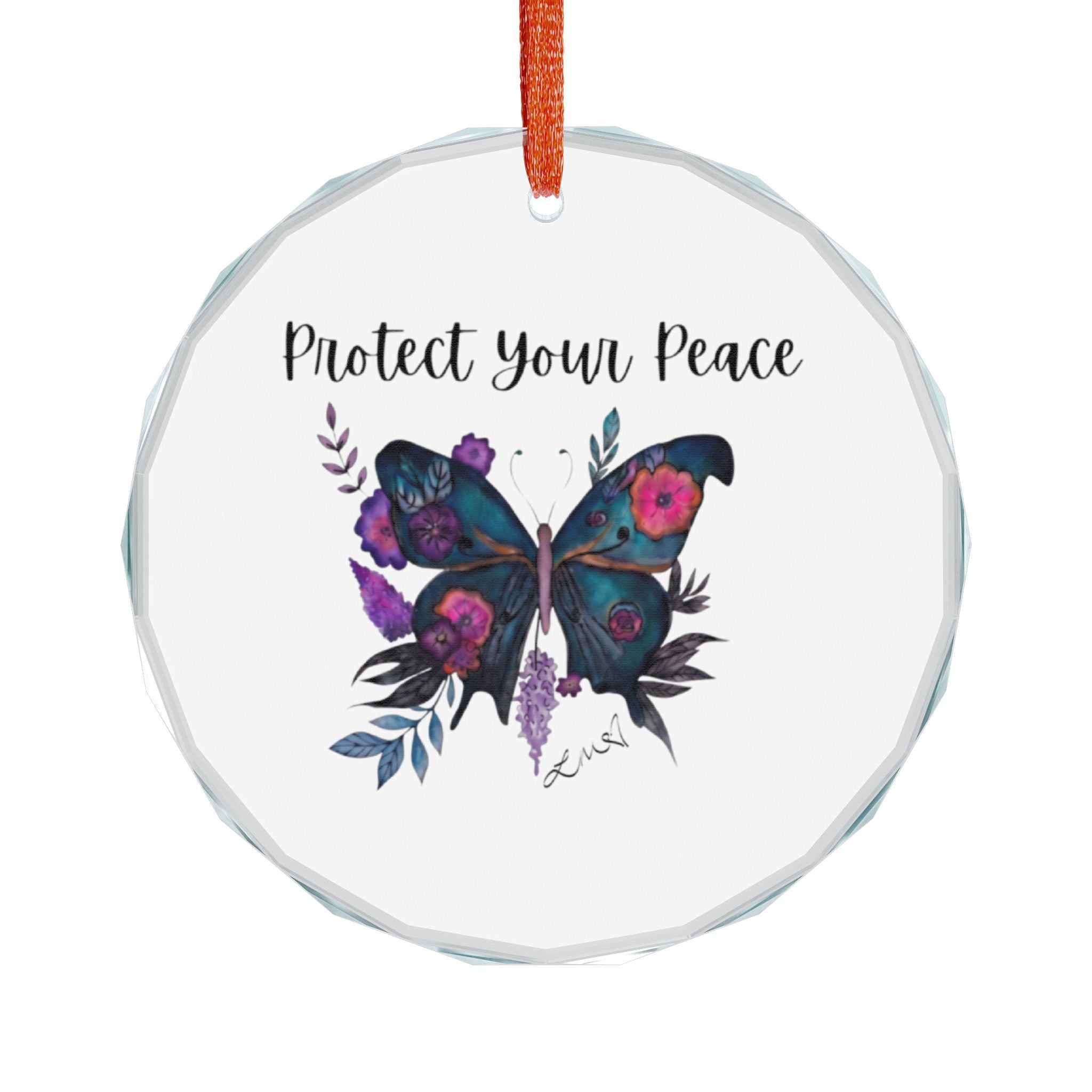 Crystal Ornament — "Protect Your Peace" Butterfly Keepsake