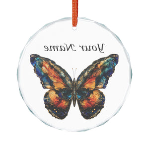 Personalized Butterfly Crystal Ornament — Custom Name Glass Holiday Decoration
