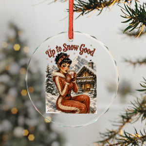 'Up to Snow Good' Crystal Glass Ornament
