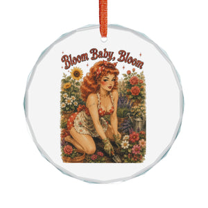 Crystal Ornament - Vintage Pinup "Bloom Baby Bloom" Floral Keepsake