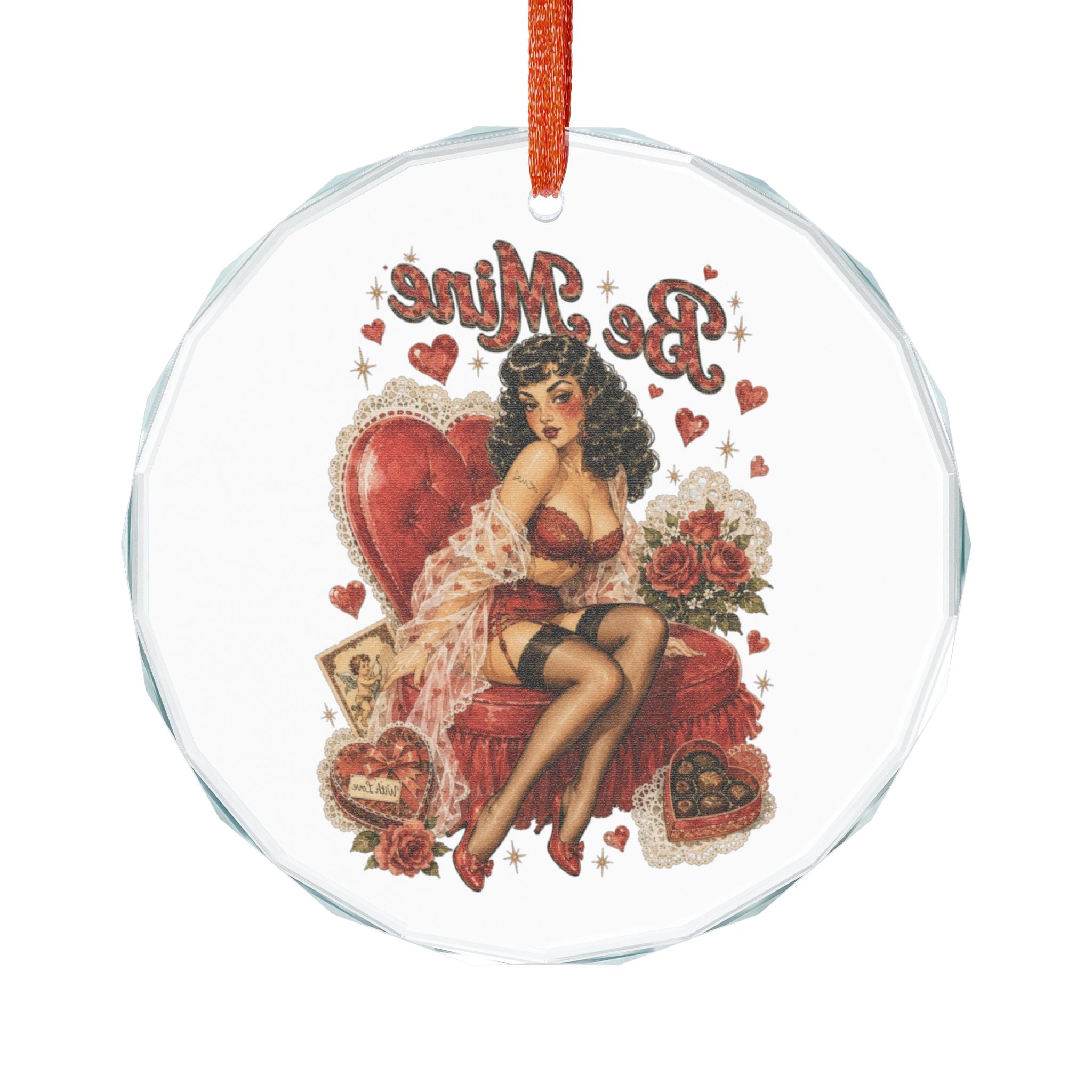 Be Mine Pinup Crystal Ornament