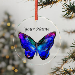 Alcohol Ink Butterfly Crystal Glass Ornament by Layla Moody
