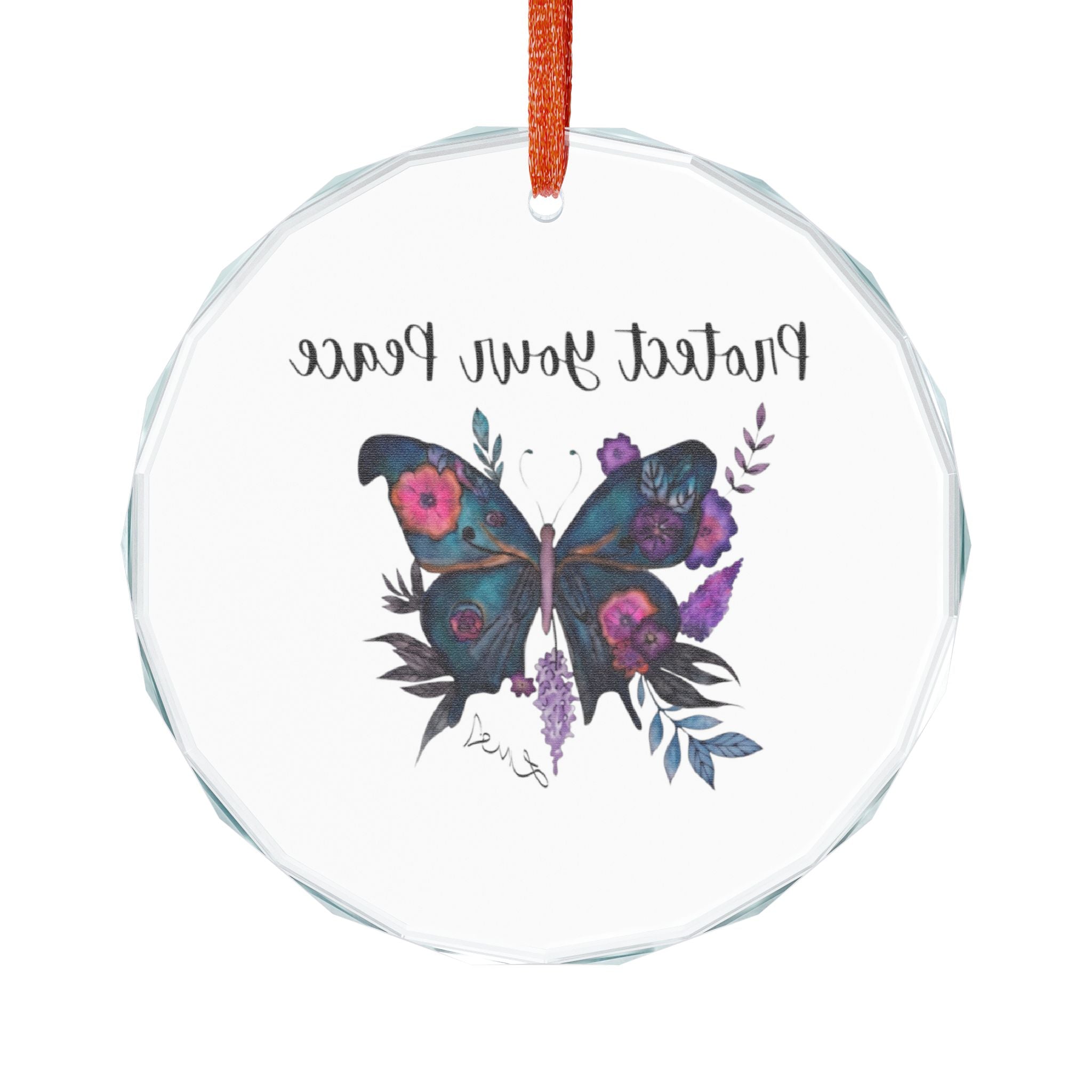 Crystal Ornament — "Protect Your Peace" Butterfly Keepsake