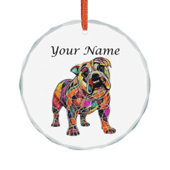Personalized Bulldog Crystal Ornament - Colorful Stained Glass Dog Keepsake
