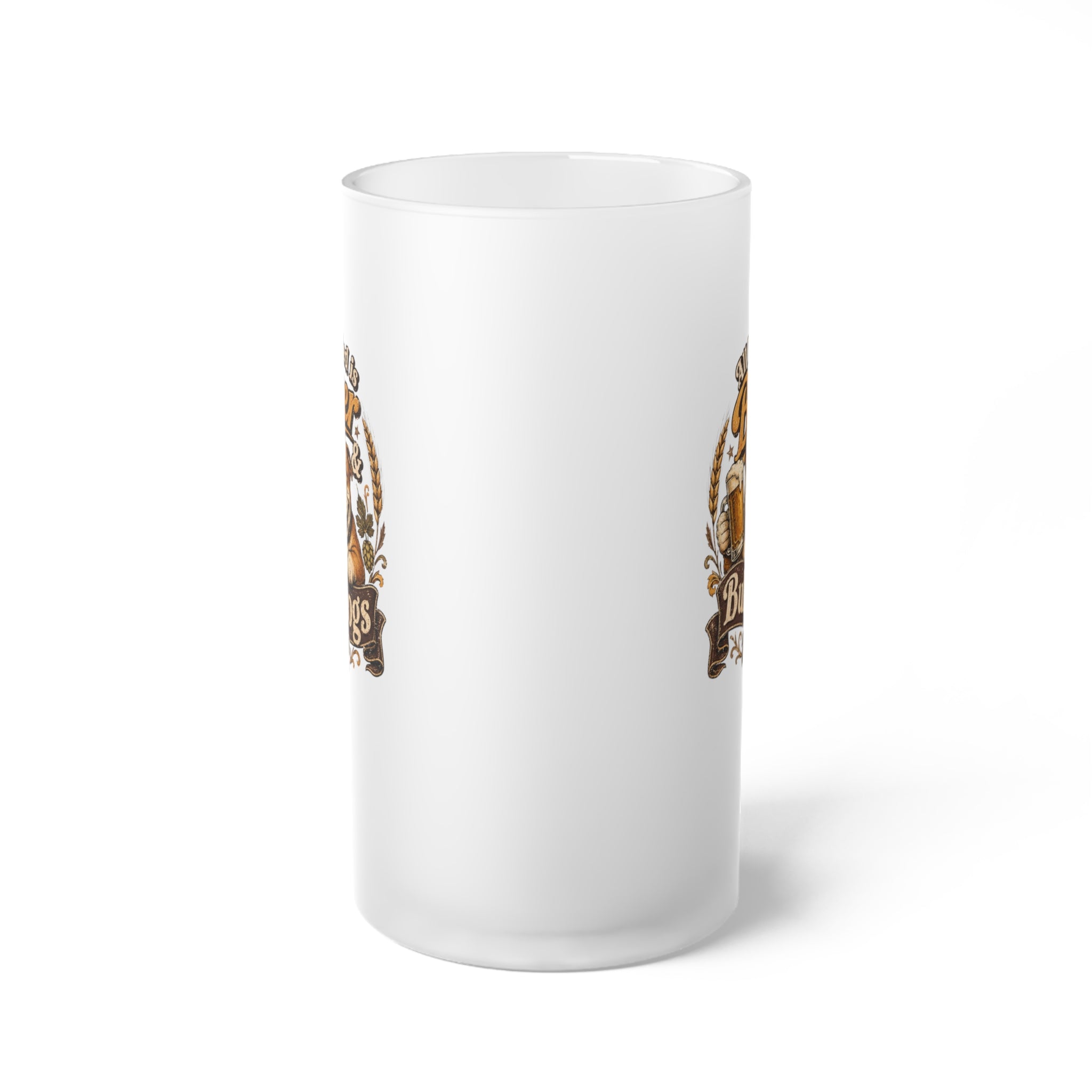 Frosted Glass Beer Mug — Vintage Brew Crest Beer Stein