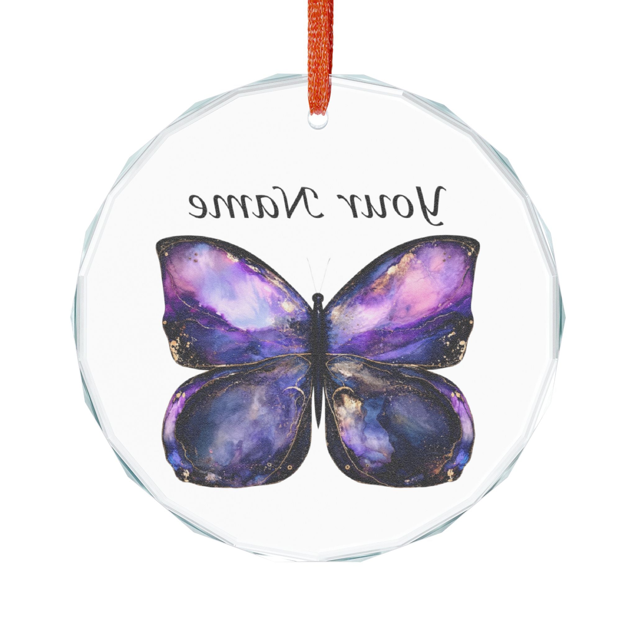 Personalized Purple Butterfly Crystal Ornament