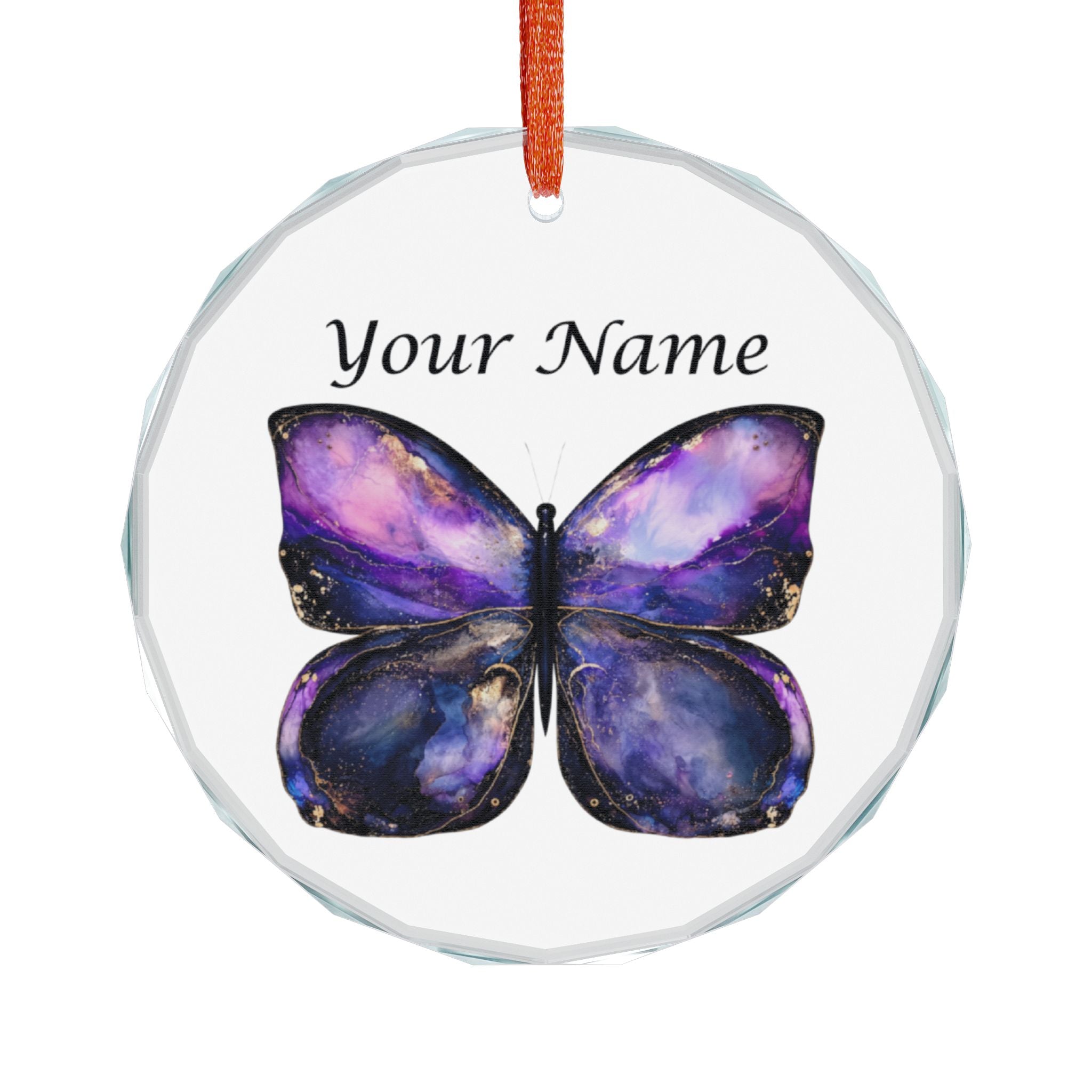 Personalized Purple Butterfly Crystal Ornament