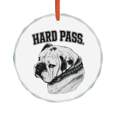 Crystal Ornament — "Hard Pass" Bulldog Glass Holiday Decoration