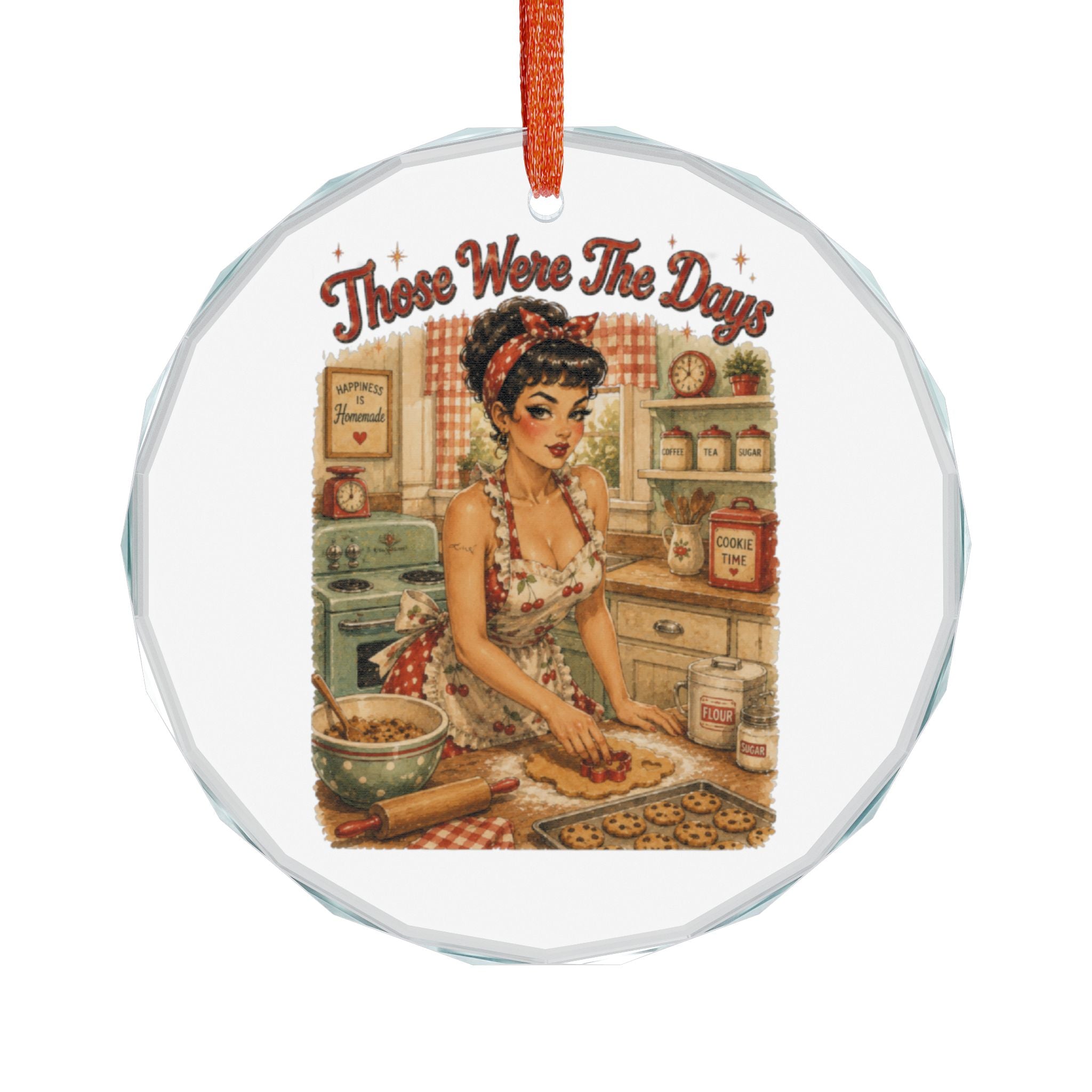 Vintage Pin-Up 'These Were The Days' Crystal Glass Ornament