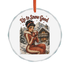 'Up to Snow Good' Crystal Glass Ornament