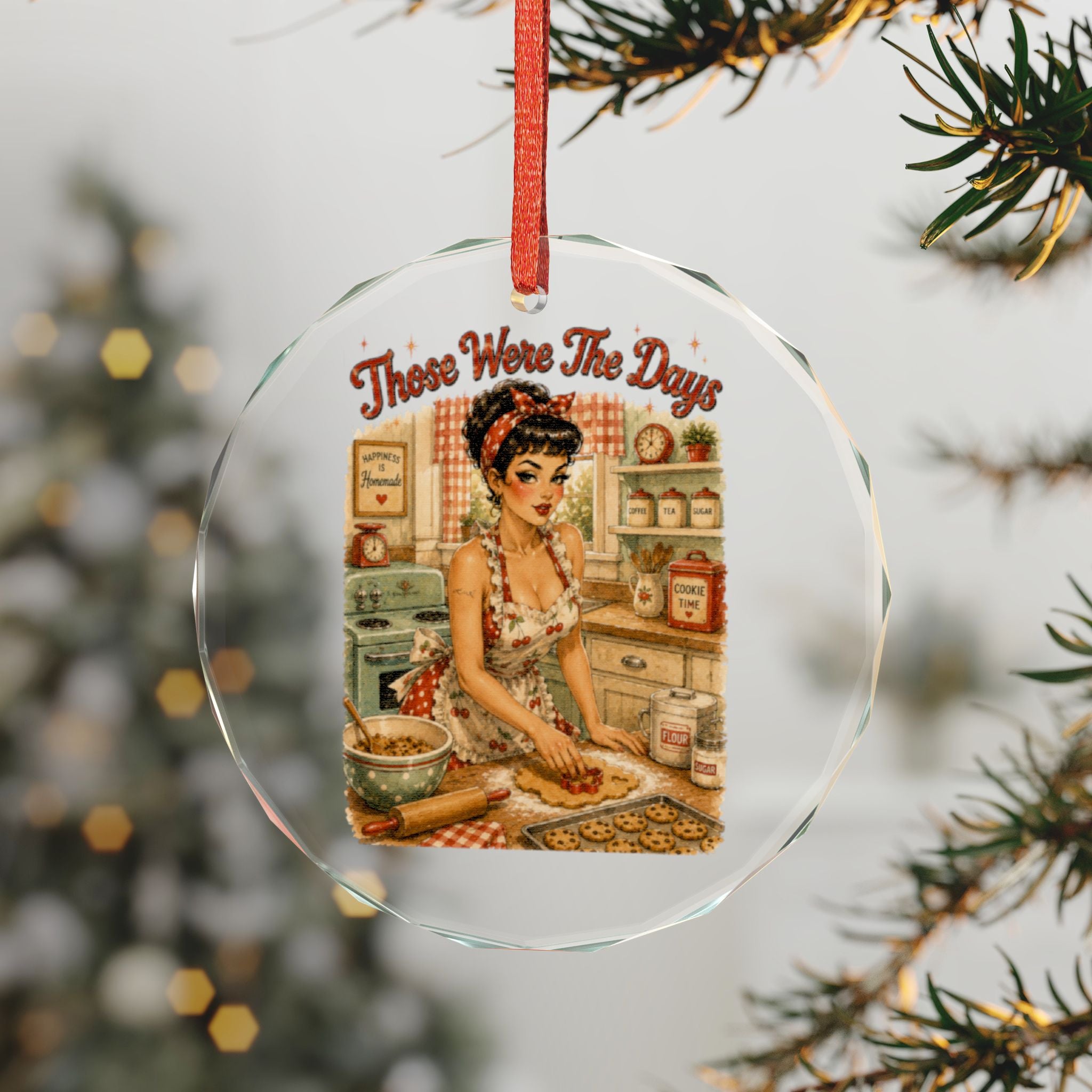 Vintage Pin-Up 'These Were The Days' Crystal Glass Ornament