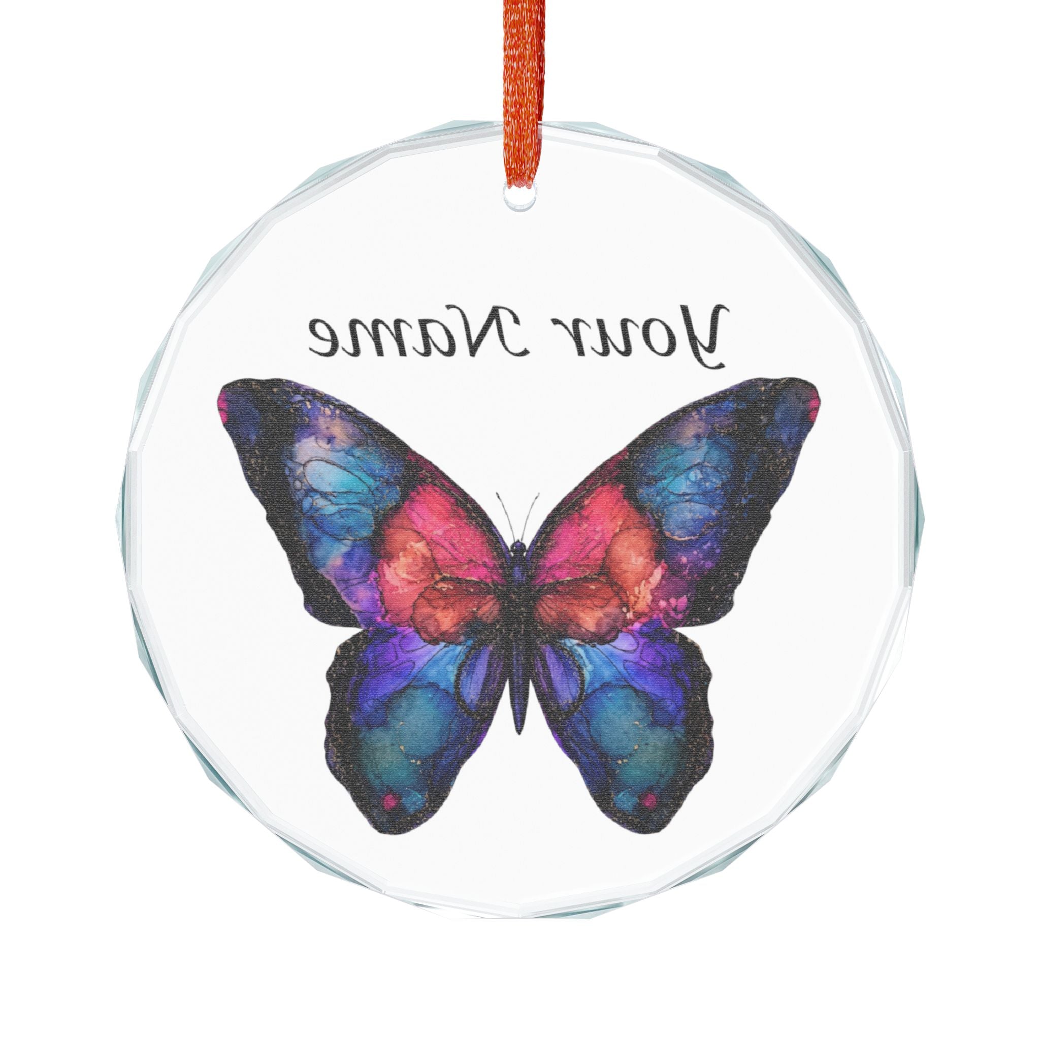 Personalized Butterfly Crystal Ornament — Custom Name Glass Keepsake