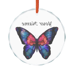 Personalized Butterfly Crystal Ornament — Custom Name Glass Keepsake