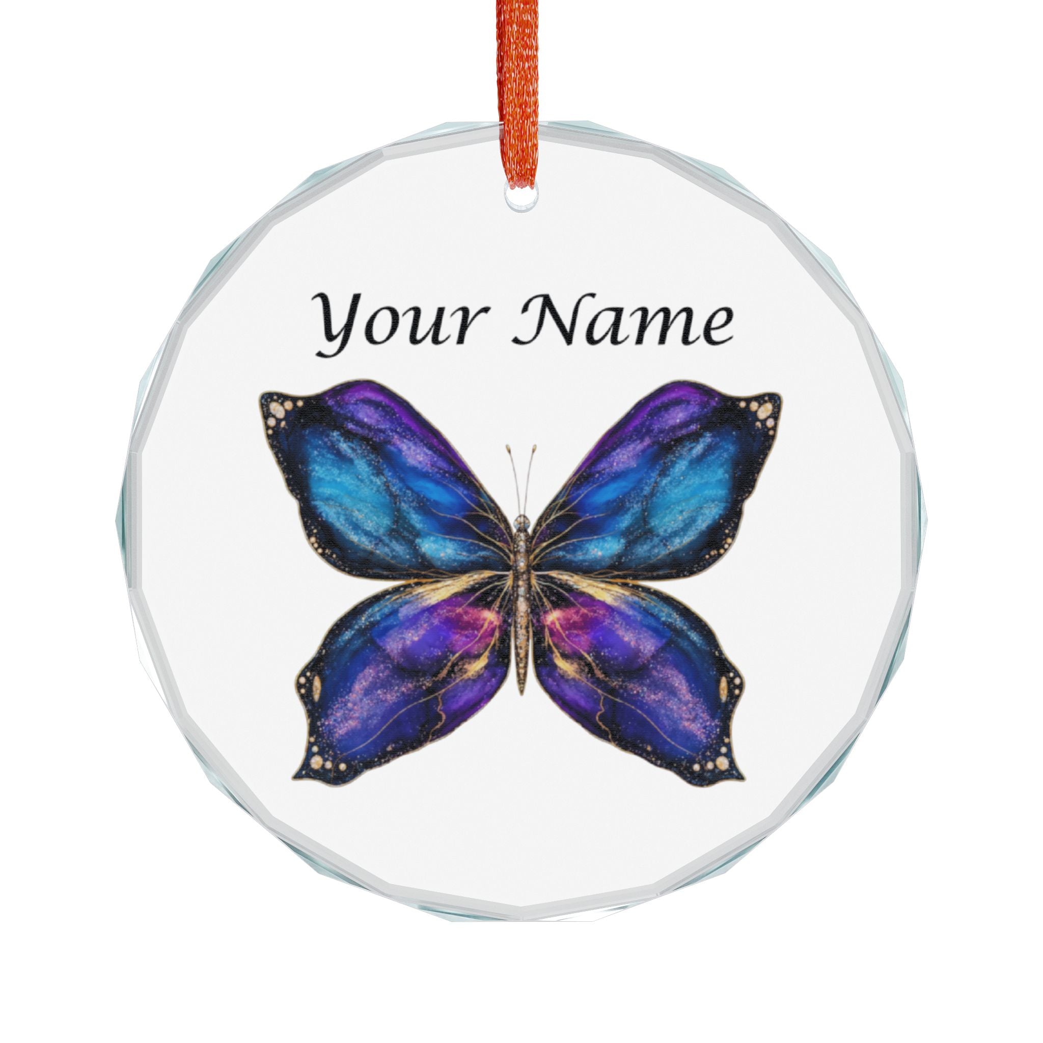 Personalized Butterfly Crystal Ornament — Custom Name Glass Keepsake