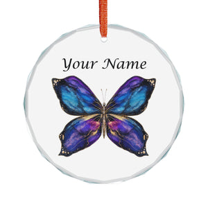 Personalized Butterfly Crystal Ornament — Custom Name Glass Keepsake