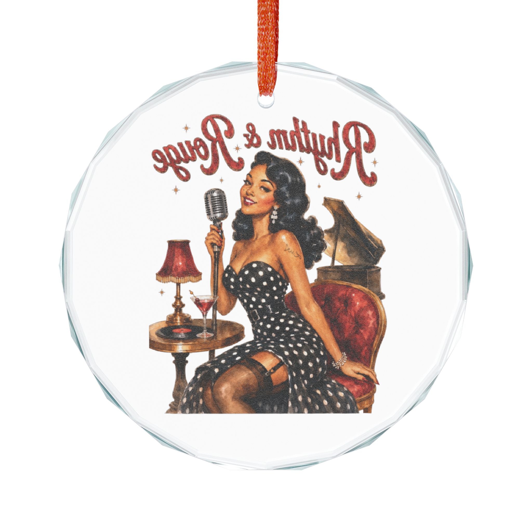 Crystal Ornament — Retro Pinup 'Rhythm & Rouge' Glass Holiday Decoration