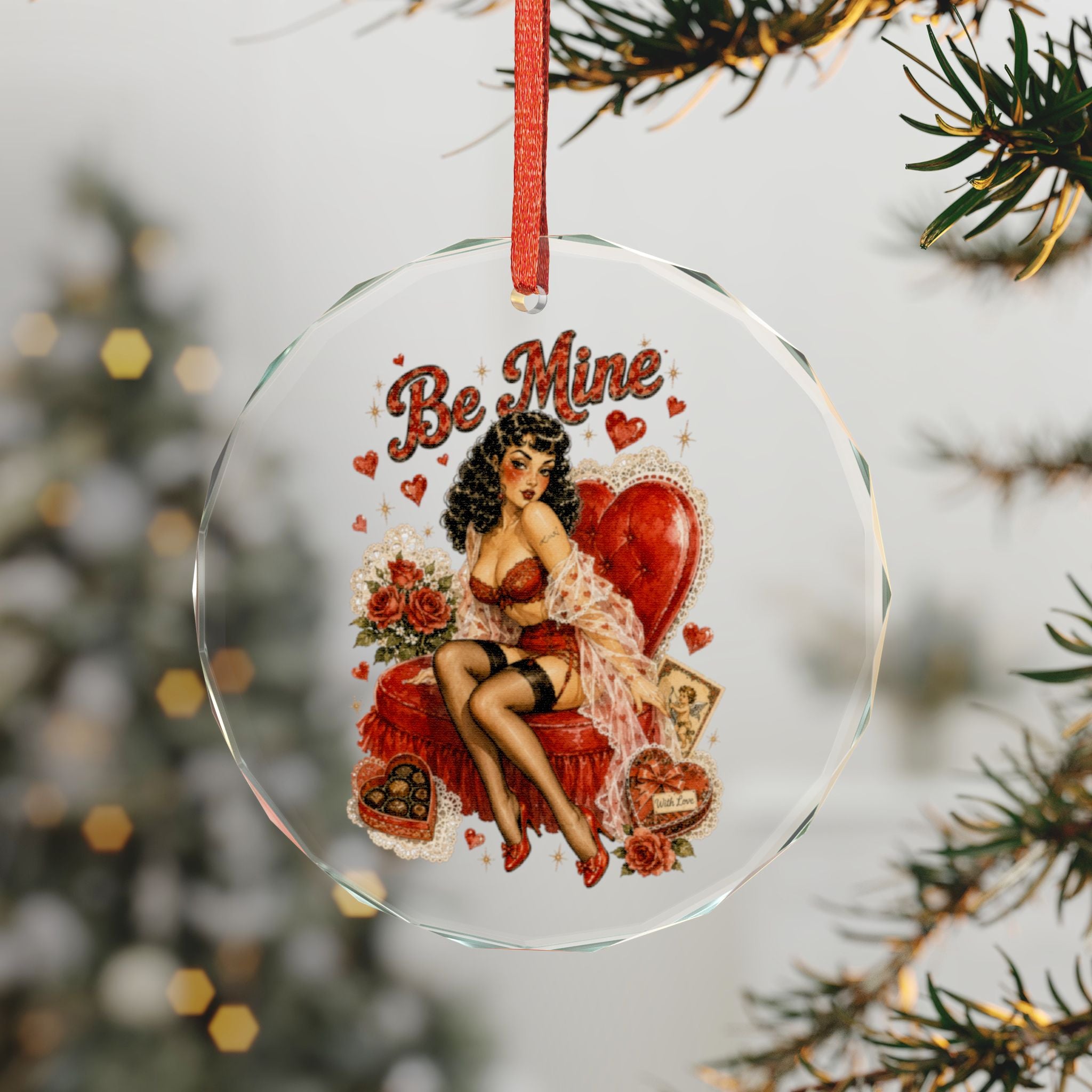 Be Mine Pinup Crystal Ornament