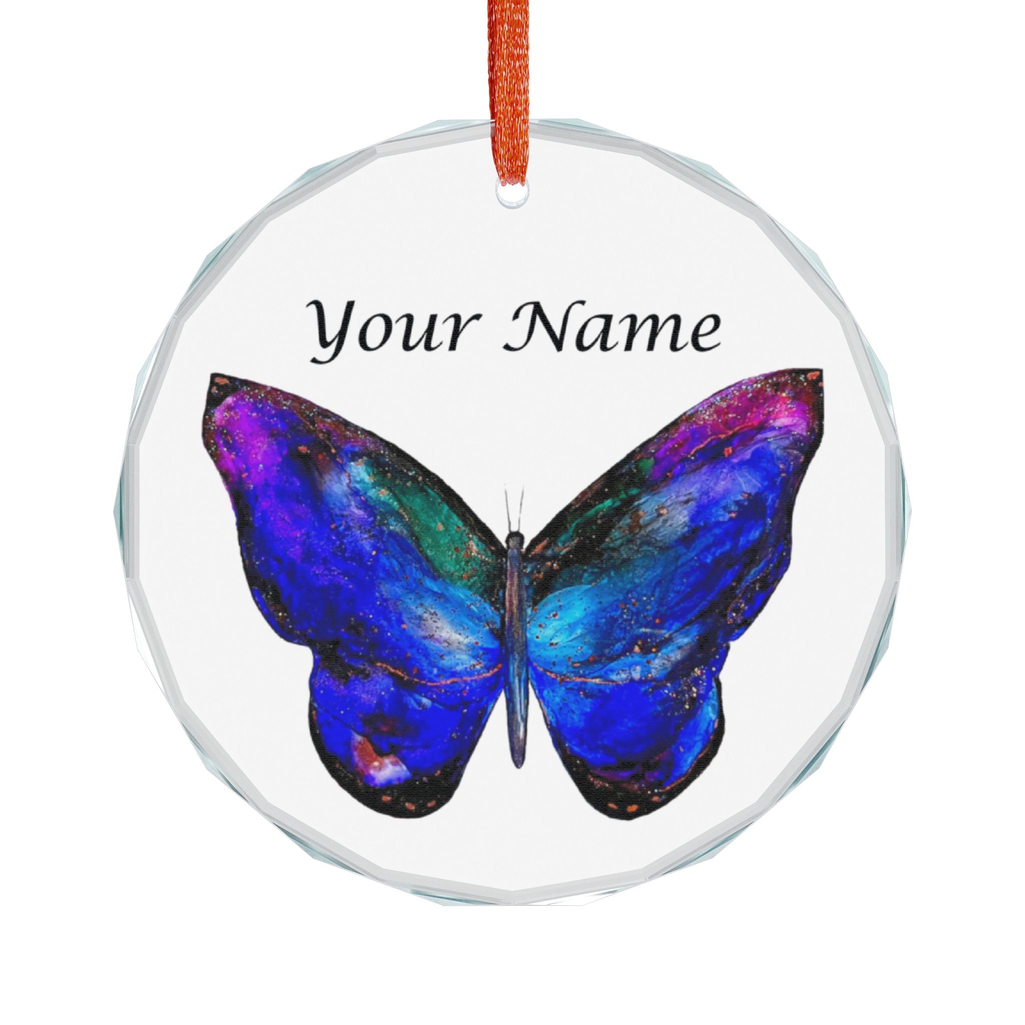 Alcohol Ink Butterfly Crystal Glass Ornament by Layla Moody