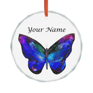 Alcohol Ink Butterfly Crystal Glass Ornament by Layla Moody