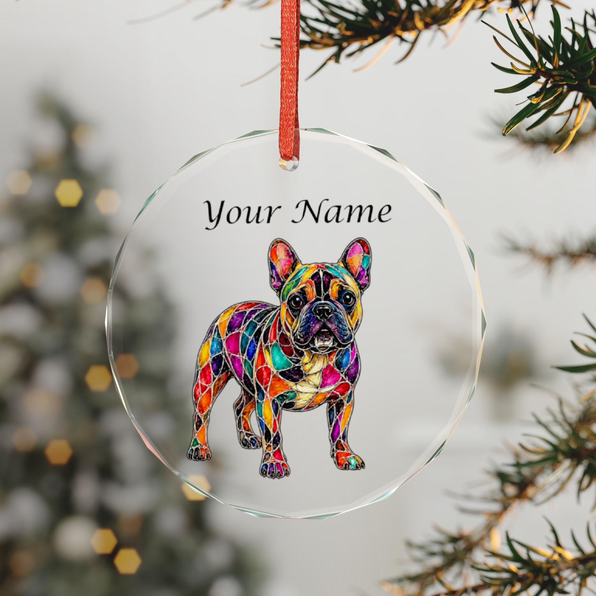 Personalized French Bulldog Crystal Ornament – Colorful Dog Keepsake