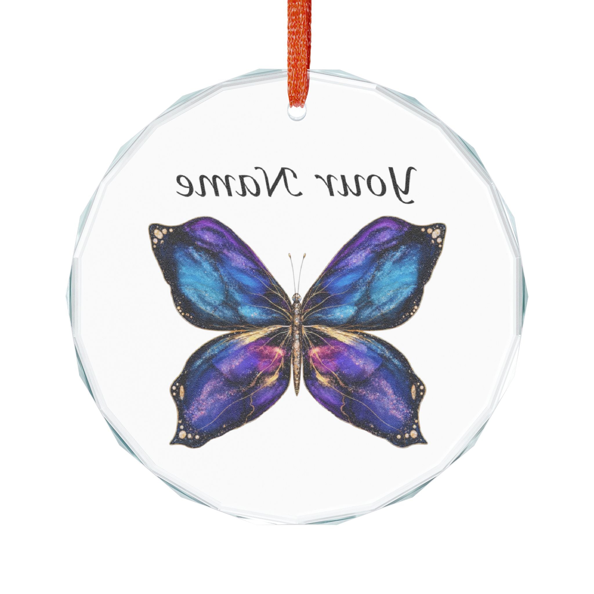 Personalized Butterfly Crystal Ornament — Custom Name Glass Keepsake