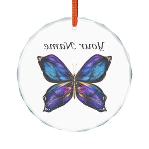 Personalized Butterfly Crystal Ornament — Custom Name Glass Keepsake