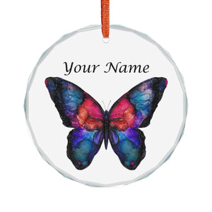 Personalized Butterfly Crystal Ornament — Custom Name Glass Keepsake