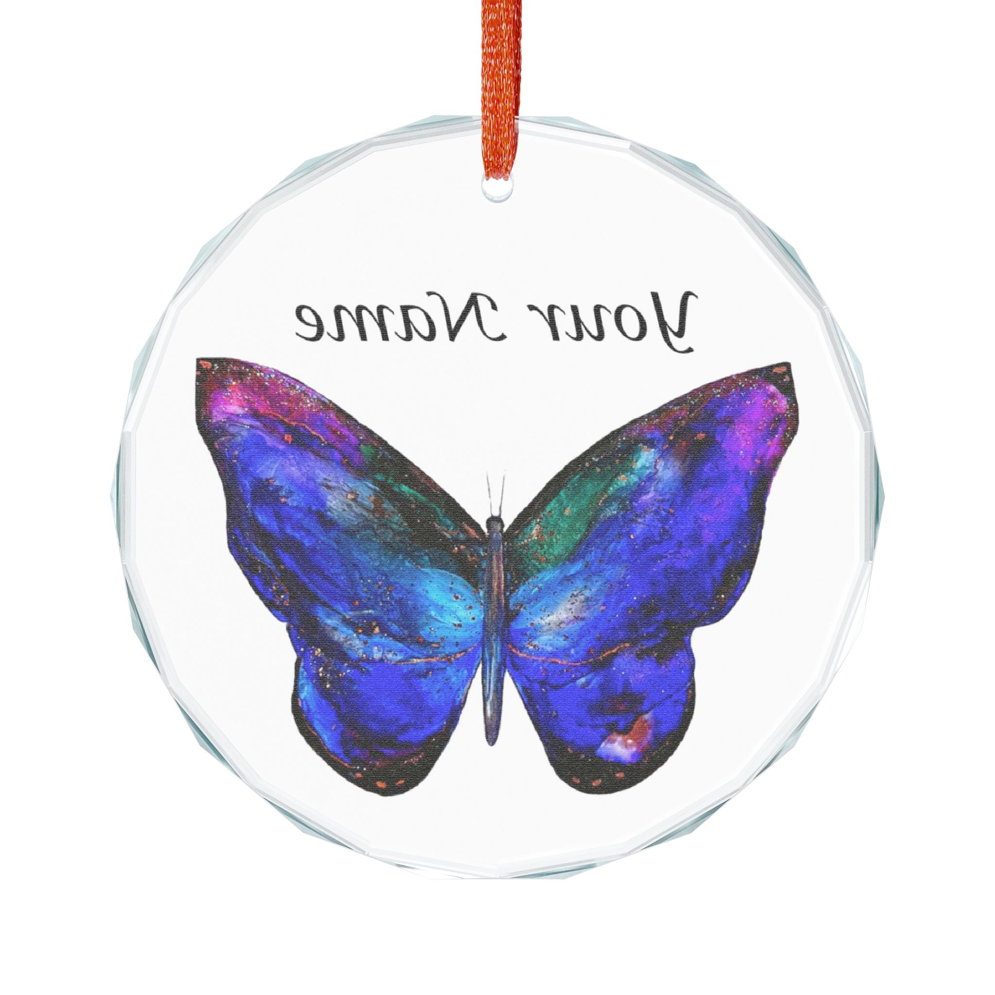 Alcohol Ink Butterfly Crystal Glass Ornament by Layla Moody