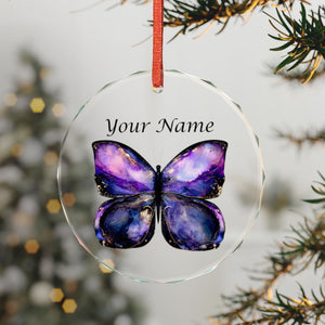 Personalized Purple Butterfly Crystal Ornament