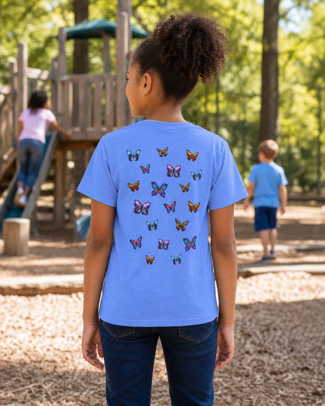 Alcohol Ink Butterflies Youth Short Sleeve T-Shirt by Artist Layla Moody