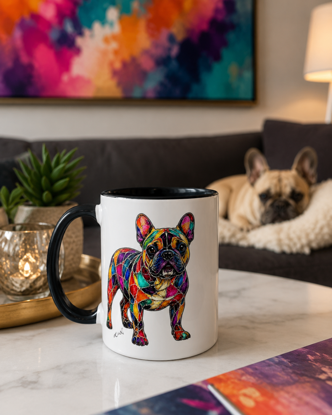 Alcohol Ink French Bulldog Mug by Layla Moody