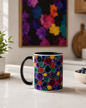 'Alcohol Ink Roses in Black' Mug by Layla Moody