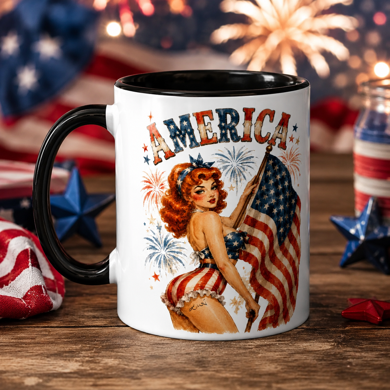 'America' Pin-Up Mug by Layla Moody