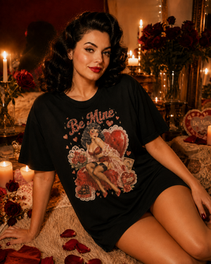 'Be Mine' Pin-Up heavyweight t-shirt by Artist Layla Moody