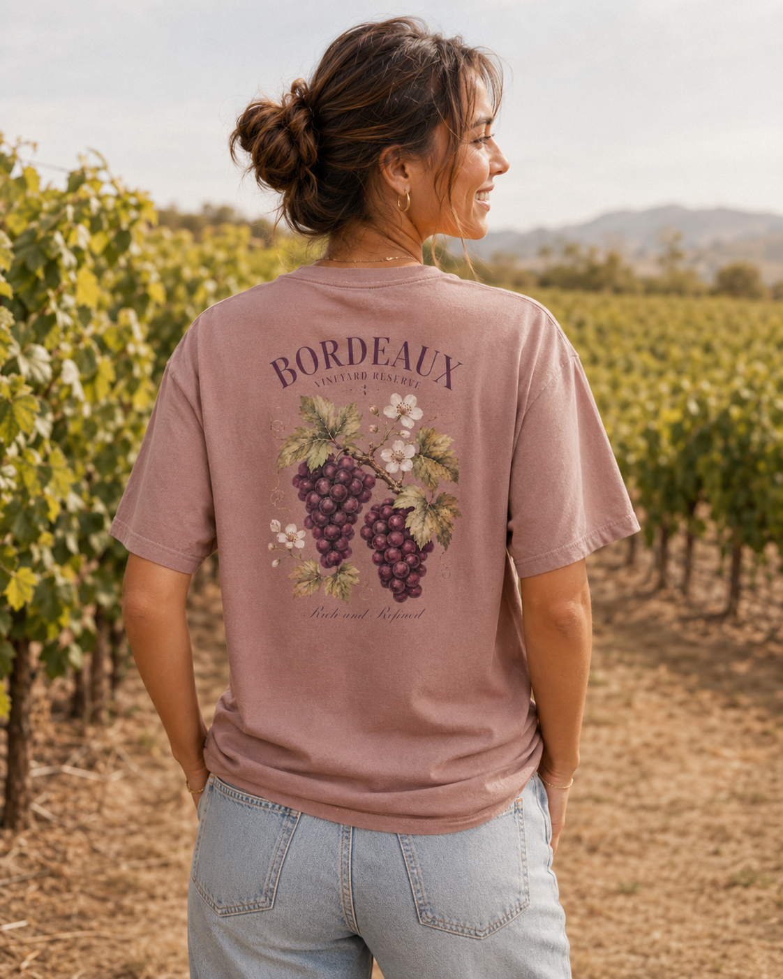 'Bordeaux Vineyard' Vintage Winery tee by Layla Moody