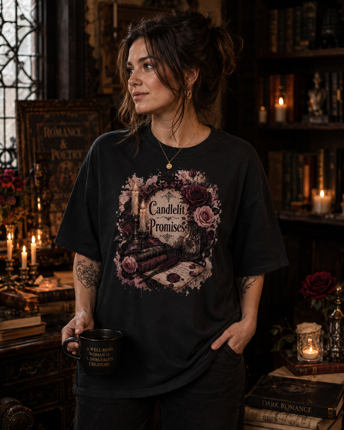 'Candlelit Promises' Gothic Romance Tee by Layla Moody