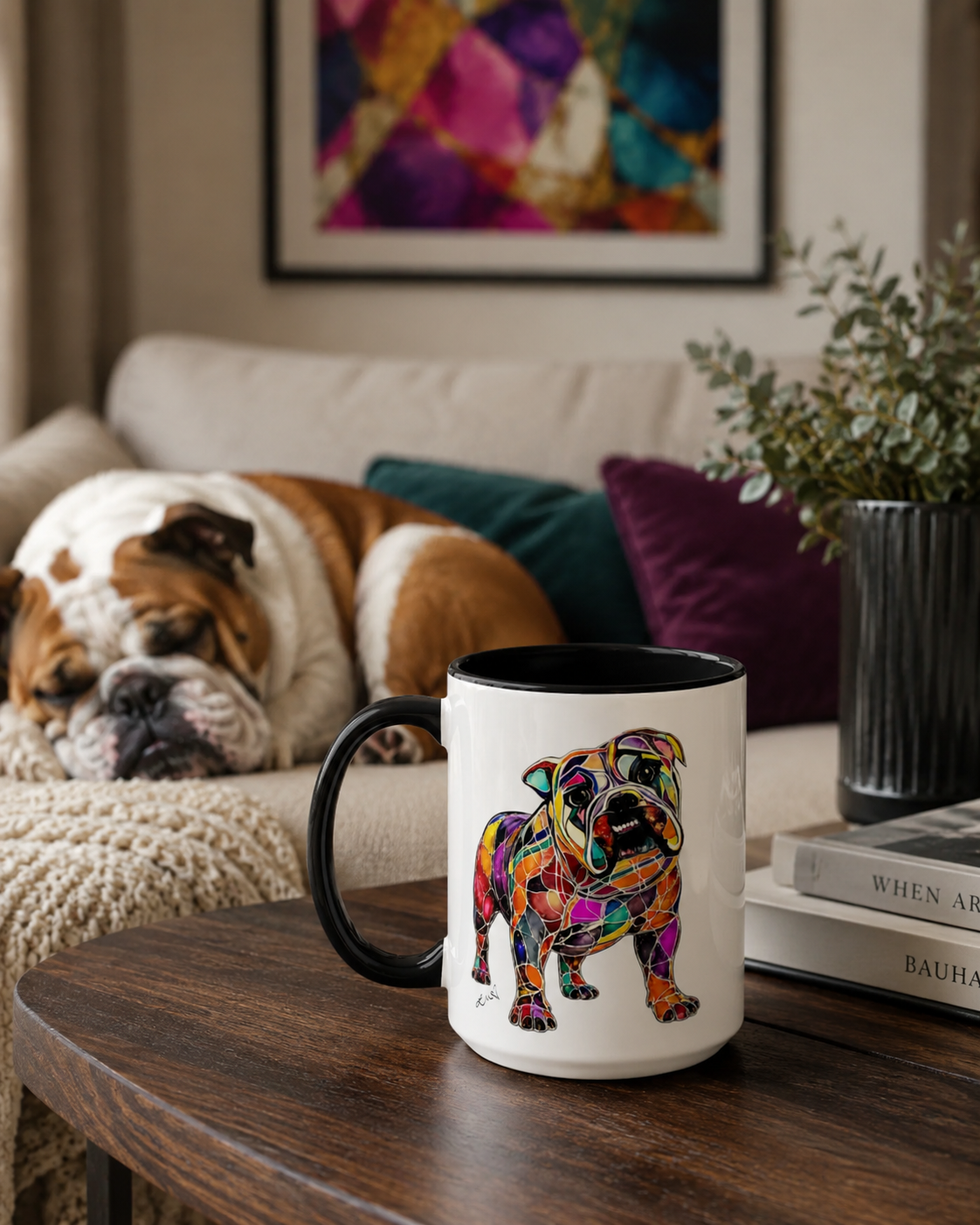 Alcohol Ink English Bulldog Mug by Layla Moody