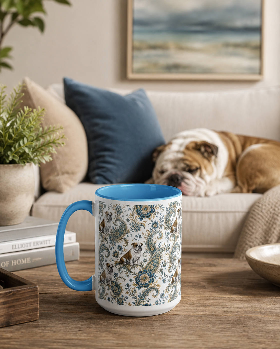 English Bulldog Paisley Coffee Mug by Layla Moody